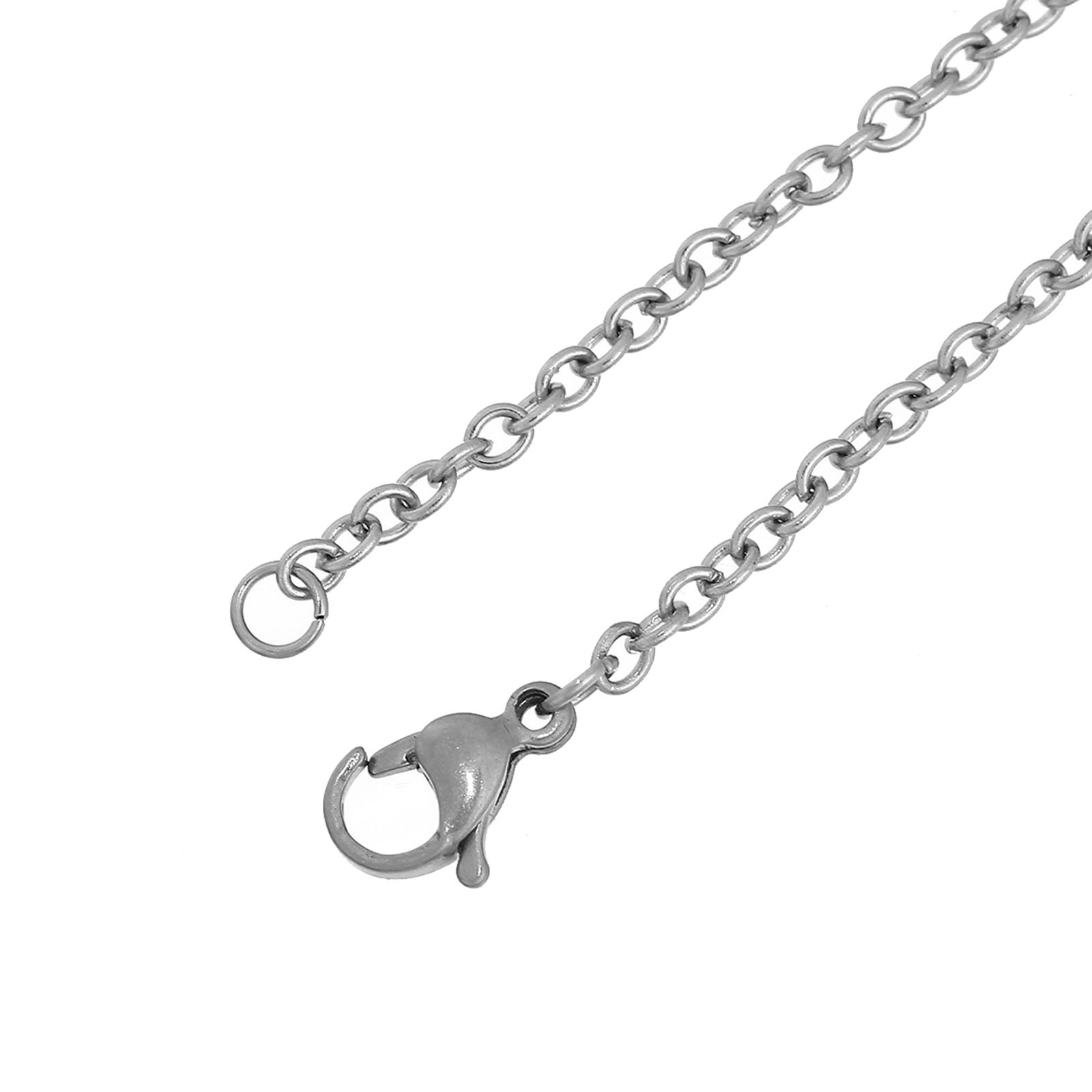 Picture of 304 Stainless Steel Jewelry Necklace Oval Silver Tone Link Cable Chain 59.5cm(23 3/8") long, Chain Size: 3x2.5mm(1/8"x1/8"), 2 PCs