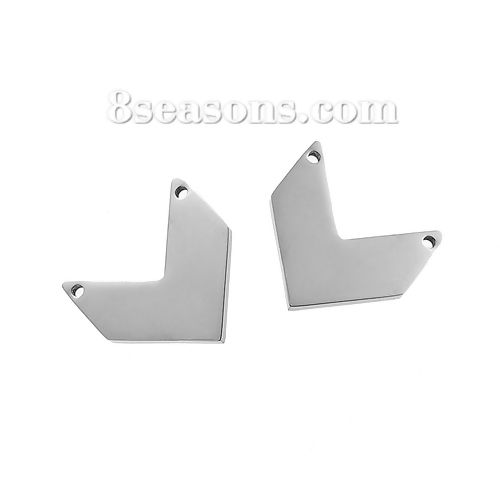 304ステンレス鋼 シェブロン柄 コネクター V字形 シルバートーン スタンピング用ブランク タグ 21mm  x 20mm 、 1 個 の画像