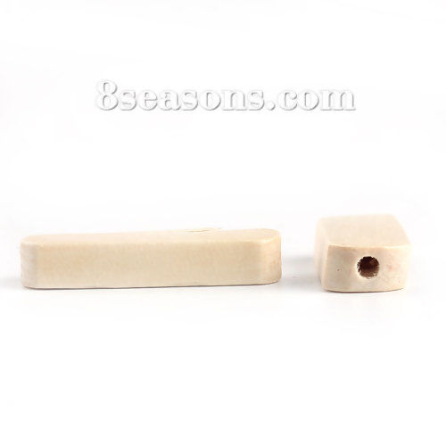 Immagine di Legno Separatori Perline Rettangolo Naturale 30mm x 9mm, Foro: Circa 2.4mm, 50 Pz