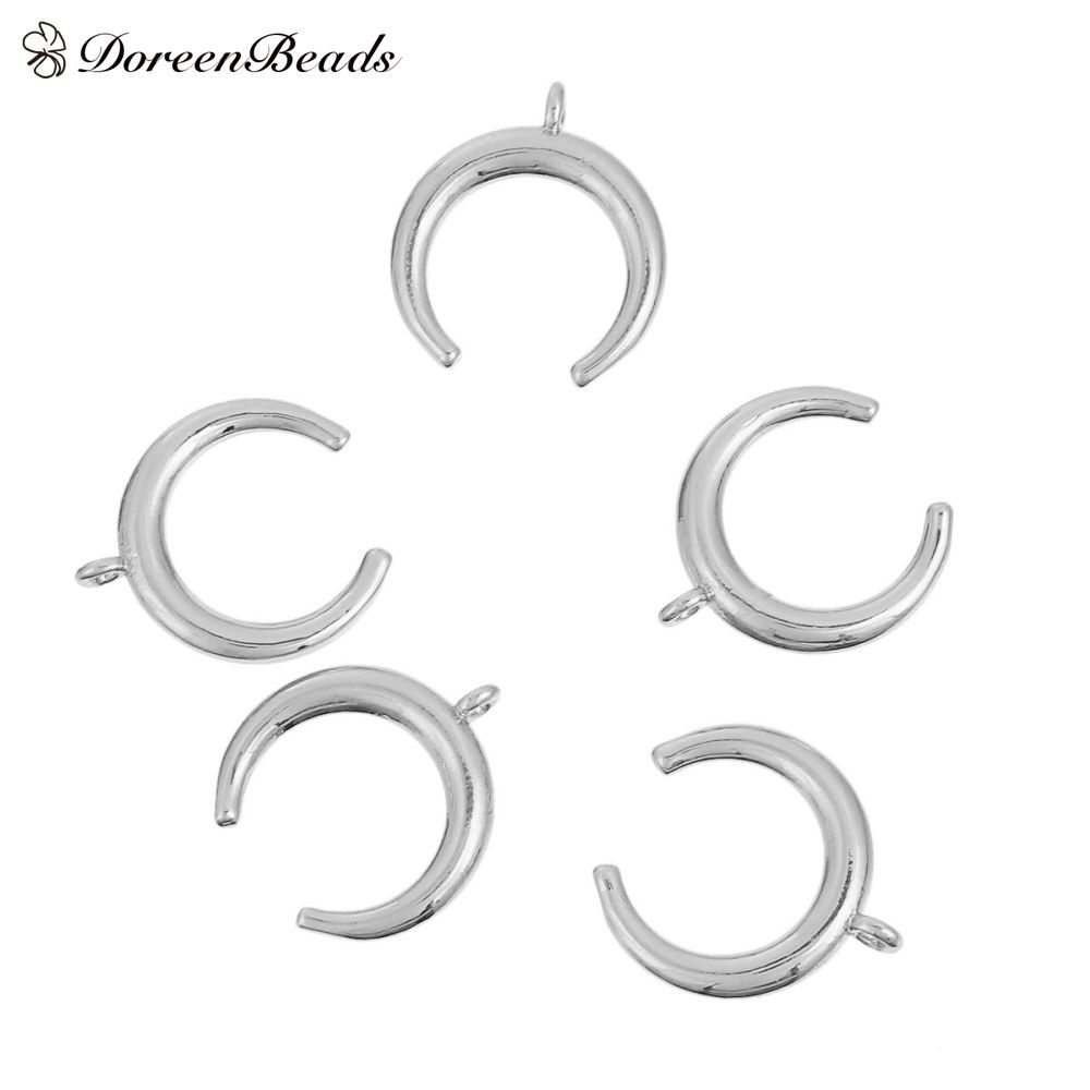 Imagen de Latón Bohemia Colgantes Charms Doble Cuerno Chapado en Oro Luna 17mm x 15mm, 2 Unidades