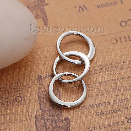 Picture of Brass Connectors Findings Circle Ring Silver Tone Round Carved Hollow 25mm(1") x 10mm( 3/8"), 2 PCs