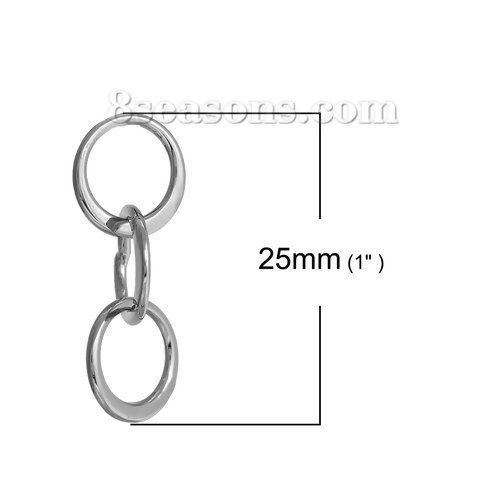 Picture of Brass Connectors Findings Circle Ring Silver Tone Round Carved Hollow 25mm(1") x 10mm( 3/8"), 2 PCs