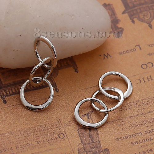Picture of Brass Connectors Findings Circle Ring Silver Tone Round Carved Hollow 25mm(1") x 10mm( 3/8"), 2 PCs