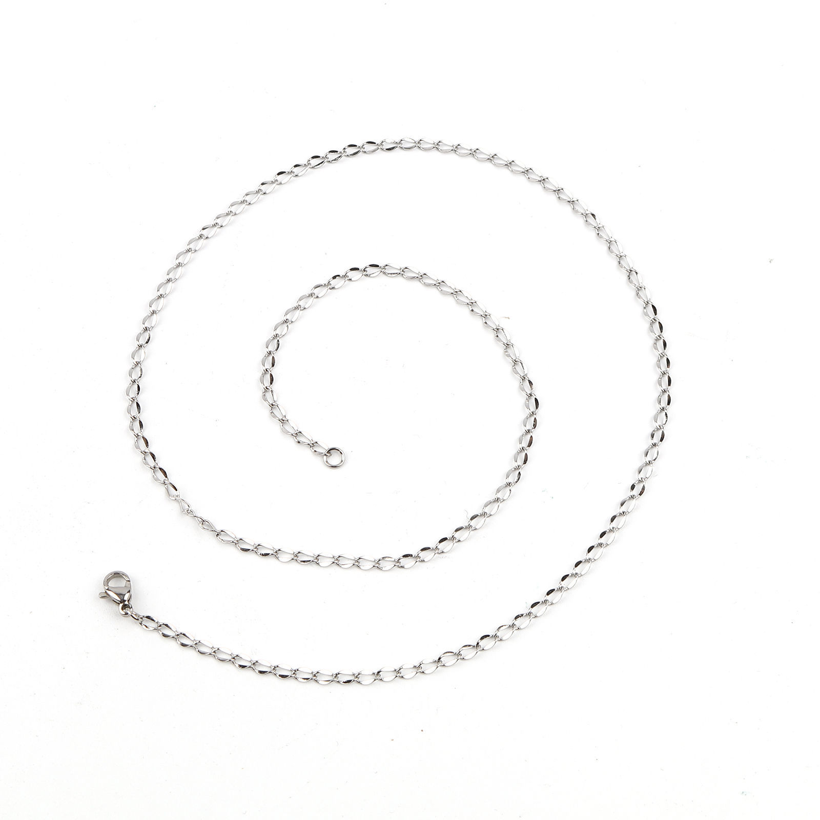 Picture of 304 Stainless Steel Link Curb Chain Necklace Silver Tone 50.5cm(19 7/8") long, Chain Size: 5x2.5mm(2/8"x1/8"), 1 Piece