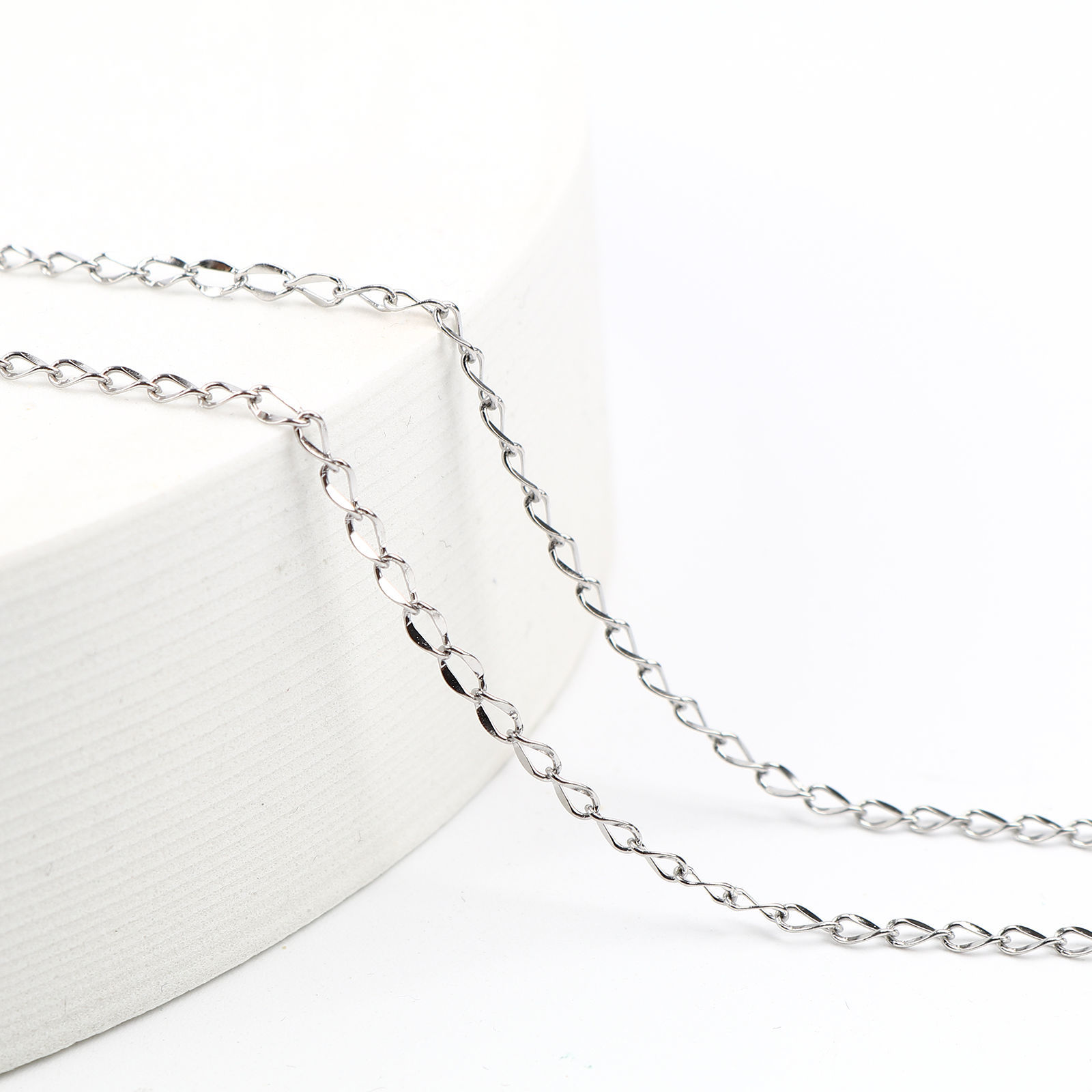 Picture of 304 Stainless Steel Link Curb Chain Necklace Silver Tone 50.5cm(19 7/8") long, Chain Size: 5x2.5mm(2/8"x1/8"), 1 Piece