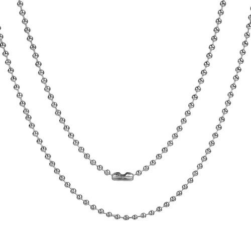 Picture of 304 Stainless Steel Ball Chain Necklace Silver Tone 60cm(23 5/8") long, Chain Size: 2mm(1/8"), 1 Piece