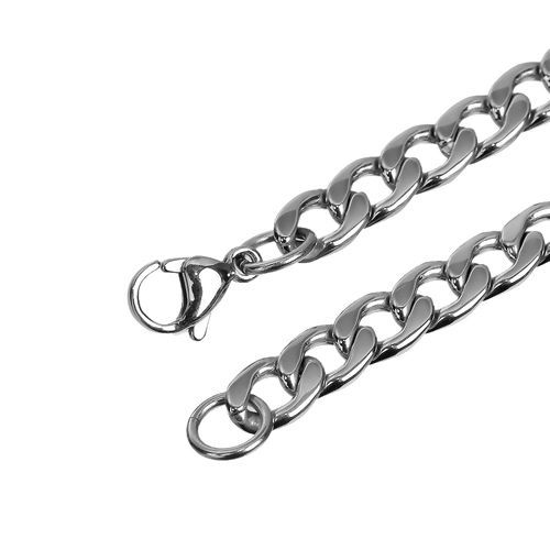 Picture of 304 Stainless Steel Lobster Clasp Link Curb Chain Bracelets Silver Tone 21cm(8 2/8") long, 1 Piece