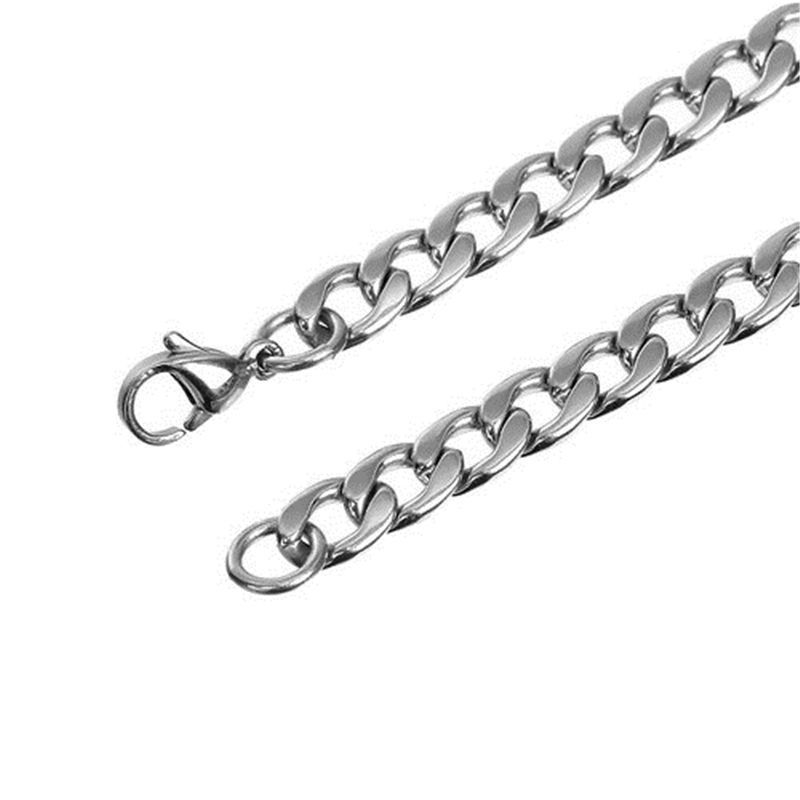 Picture of 304 Stainless Steel Lobster Clasp Link Curb Chain Bracelets Silver Tone 21cm(8 2/8") long, 1 Piece