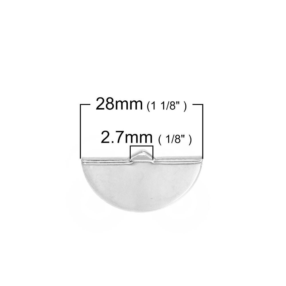 Bild von Messing Schnur Band Crimp End für Halskette oder Armband Halbrund Vergoldet 28mm x 16mm 10 Stück