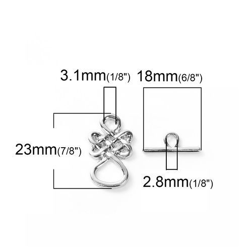 Immagine di Lega di Zinco Alternare Fermagli Nodo Celtico Argento Placcato 23mm x14mm 18mm x 17mm, 2 Seri
