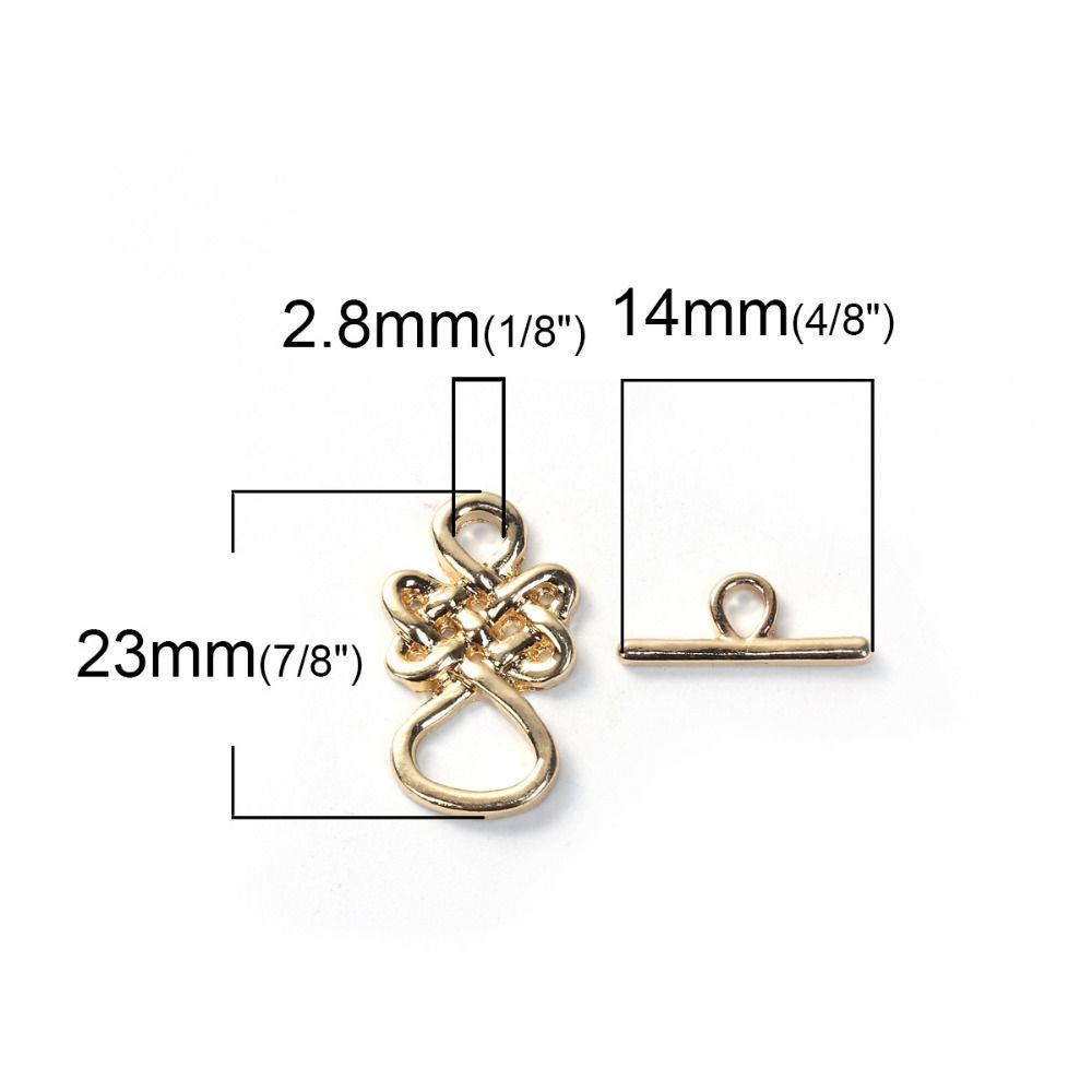 Immagine di Lega di Zinco Alternare Fermagli Nodo Celtico Argento Placcato 23mm x14mm 18mm x 17mm, 2 Seri
