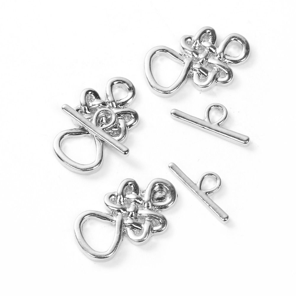 Immagine di Lega di Zinco Alternare Fermagli Nodo Celtico Argento Placcato 23mm x14mm 18mm x 17mm, 2 Seri