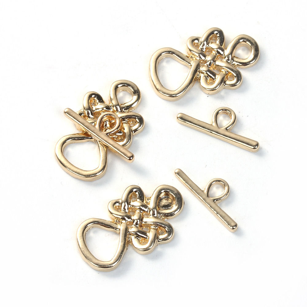 Immagine di Lega di Zinco Alternare Fermagli Nodo Celtico Argento Placcato 23mm x14mm 18mm x 17mm, 2 Seri