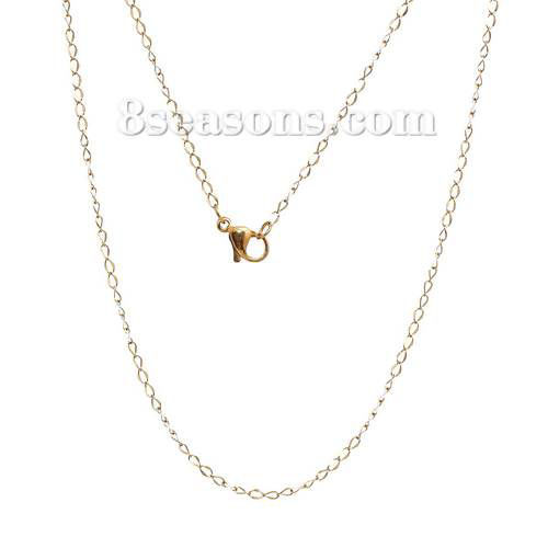 1 本 304ステンレス鋼 喜平チェーン ネックレス 金メッキ 45cm長さ、 チェーンサイズ: 3x1.8mm、 の画像