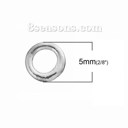 30 個 5mm 直径、 1mm（18号） 真鍮 口閉じ丸カン 丸カン 銀メッキ 円形 の画像