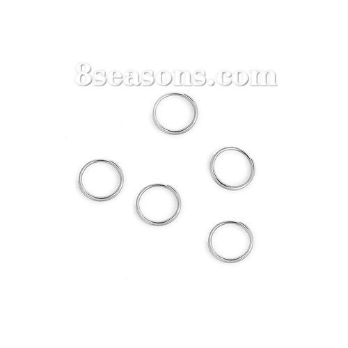 Picture of 5000 PCs 8mm Dia., 0.6mm(23 gauge) 304 Stainless Steel Double Split Jump Rings Findings For Jewelry Making Silver Tone Round