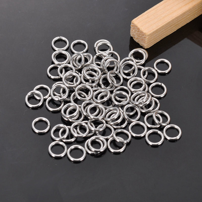 Picture of 500 PCs 6mm Dia., 1mm(18 gauge) 304 Stainless Steel Open Jump Rings Findings For Jewelry Making Silver Tone Round