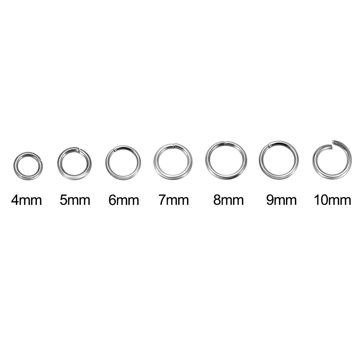 Picture of 500 PCs 8mm Dia., 1mm(18 gauge) 304 Stainless Steel Open Jump Rings Findings For Jewelry Making Silver Tone Round