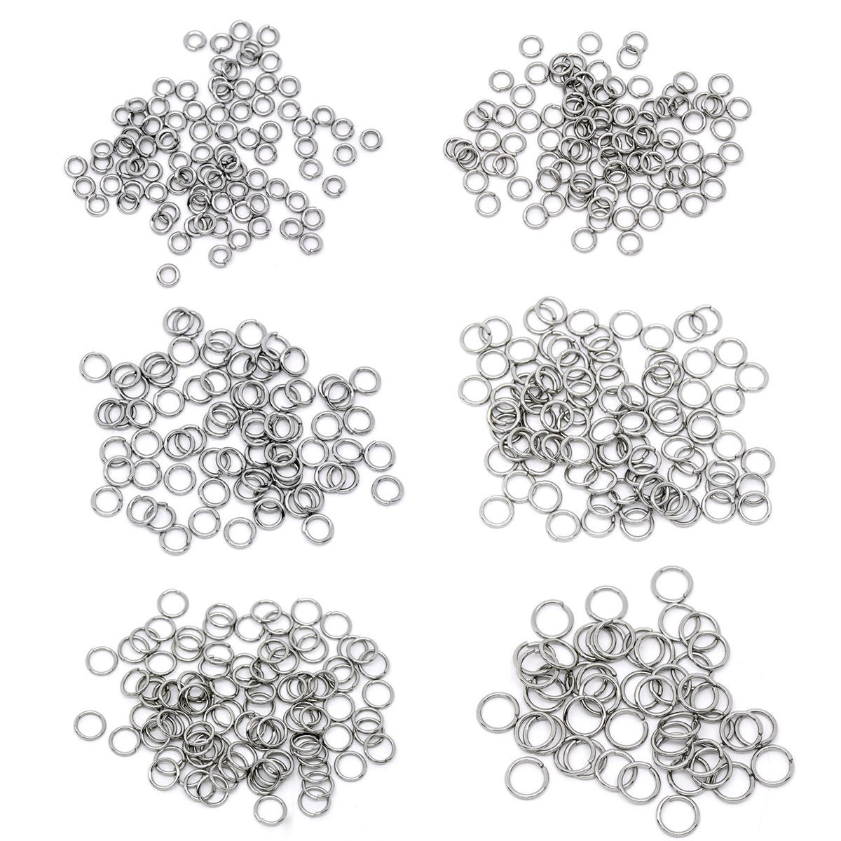 Picture of 500 PCs 8mm Dia., 1mm(18 gauge) 304 Stainless Steel Open Jump Rings Findings For Jewelry Making Silver Tone Round