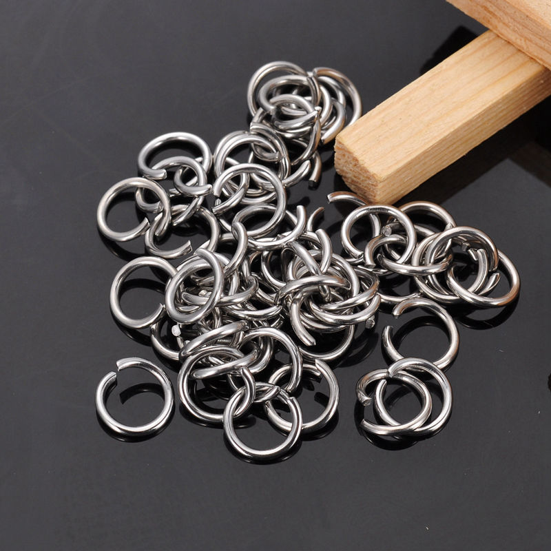 Picture of 200 PCs 9mm Dia., 1.2mm(17 gauge) 304 Stainless Steel Open Jump Rings Findings For Jewelry Making Silver Tone Round