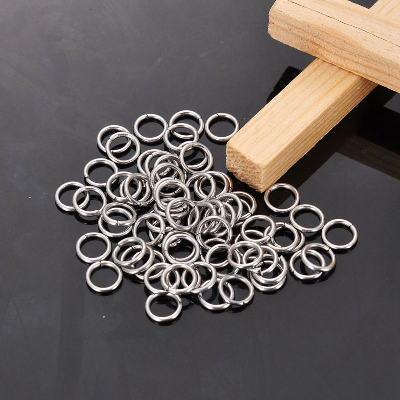 Picture of 1000 PCs 6mm Dia., 0.9mm(19 gauge) 304 Stainless Steel Open Jump Rings Findings For Jewelry Making Silver Tone Round