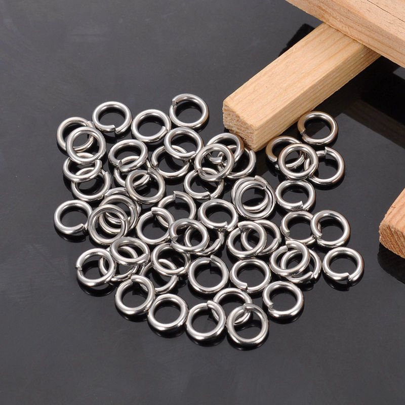 Picture of 300 PCs 7mm Dia., 1.3mm(16 gauge) 304 Stainless Steel Open Jump Rings Findings For Jewelry Making Silver Tone Round