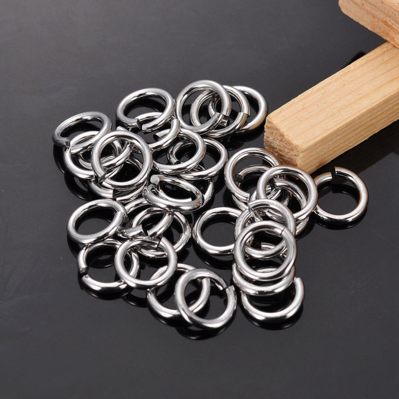 Picture of 200 PCs 9mm Dia., 1.5mm(15 gauge) 304 Stainless Steel Open Jump Rings Findings For Jewelry Making Silver Tone Round