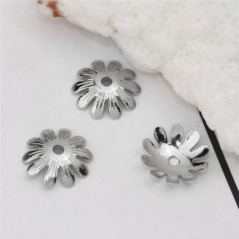 Bild von Messing Perlkappen Blumen Echtgold plattiert (Für Perlengröße: 12mm D.) 10mm x 10mm, 20 Stück