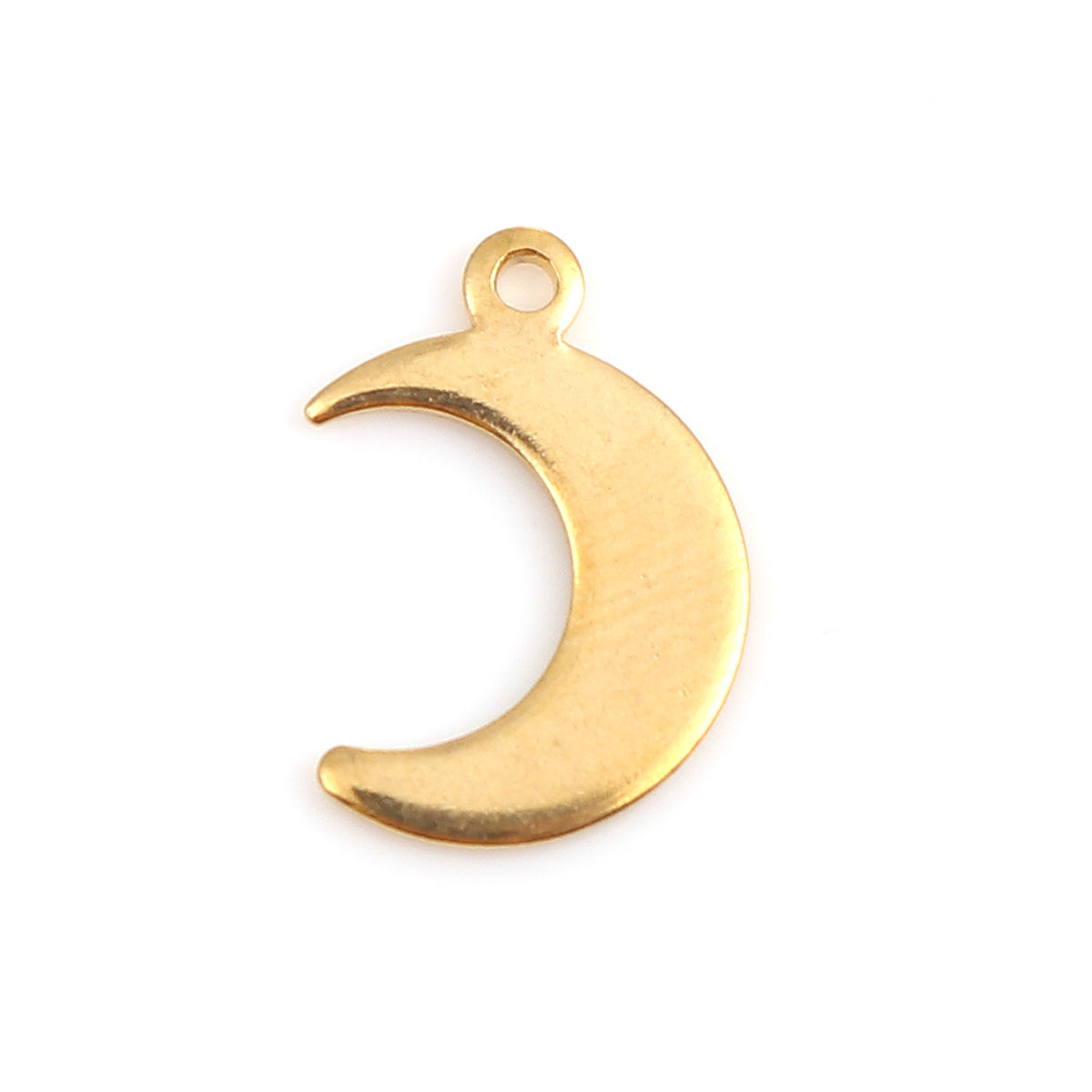 Picture of Stainless Steel Blank Stamping Tags Charms Half Moon Gold Plated Roller Burnishing 16mm x 11mm, 10 PCs