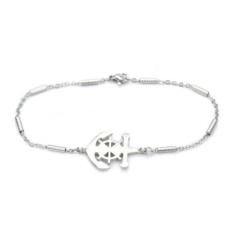 Imagen de 304 Acero Inoxidable Pulseras Tono de Plata Corazón Heartbeat/ Electrocardiogram 18.5cm longitud, 1 Unidad