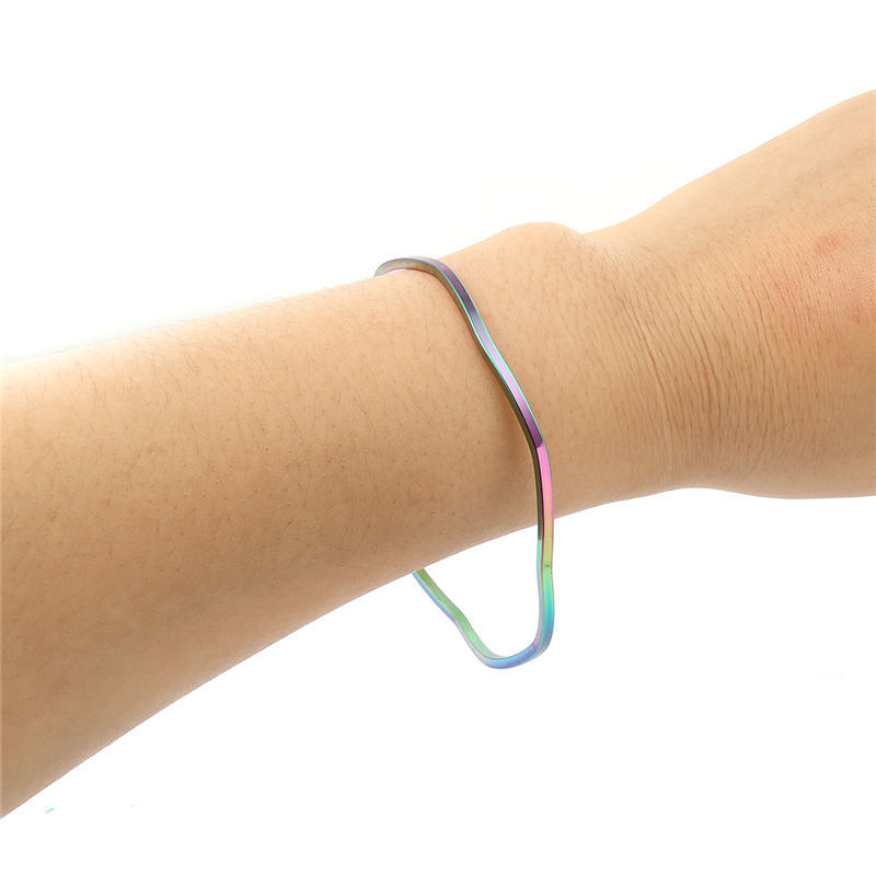 Picture of 304 Stainless Steel Stacking Bangles Bracelets Mixed Irregular Ripple 23cm(9") long - 22cm(8 5/8") long, 1 Set ( 3 PCs/Set)