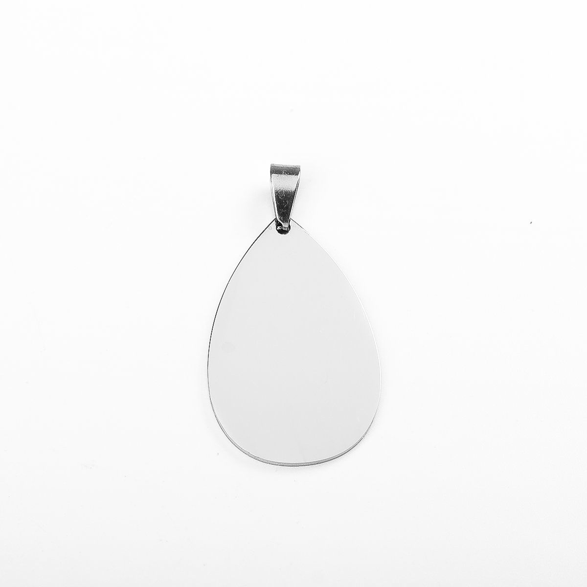 Bild von 304 Edelstahl Leere Stempeletiketten Anhänger Tropfen Silberfarbe Doppelseitiges Polieren 3.7cm x 1.9cm, 1 Stück