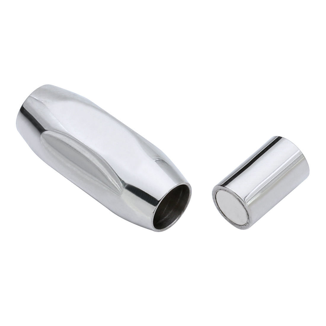 Picture of 304 Stainless Steel Magnetic Clasps Barrel Silver Tone Faceted Frosted 19mm x 9mm, 1 Piece