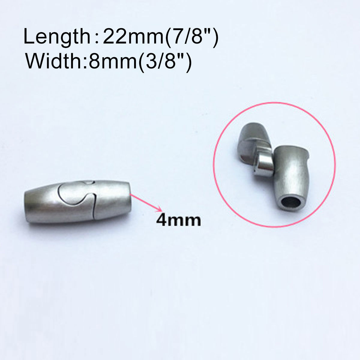 Immagine di 304 Acciaio Inossidabile Colata Chiusura Magnetica Barile Tono Argento 22mm x 8mm, 1 Pz