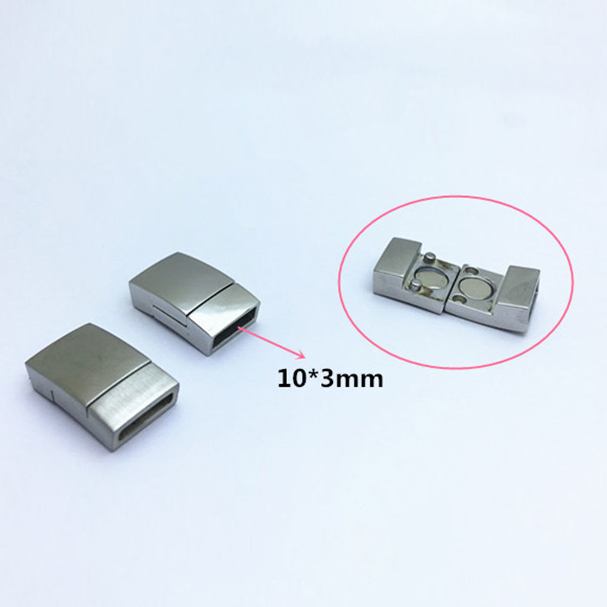 Immagine di 304 Acciaio Inossidabile Colata Chiusura Magnetica Rettangolo Tono Argento Smerigliato 19mm x 12mm, 1 Pz