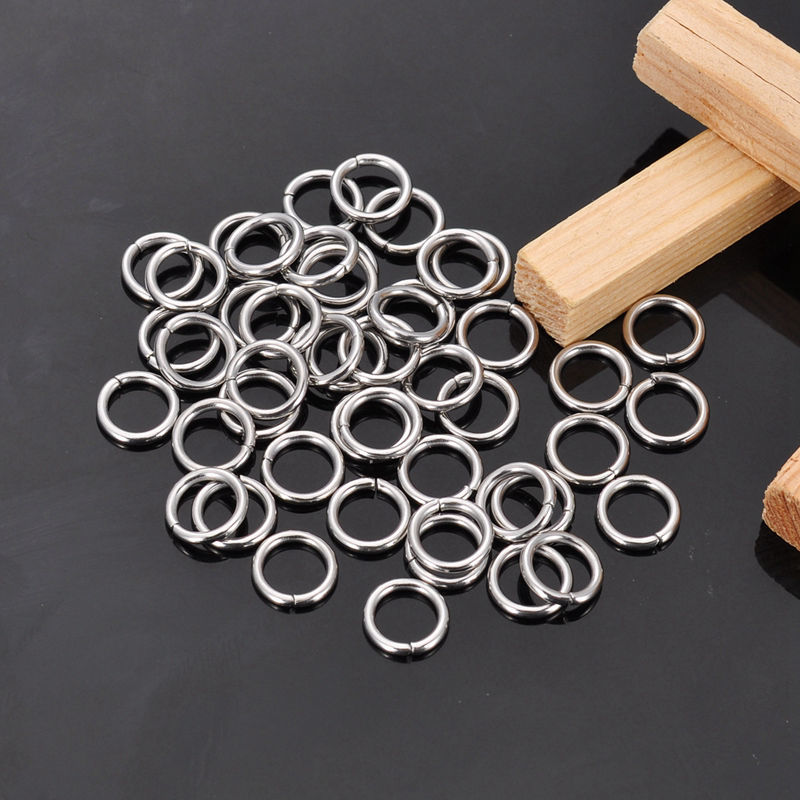 Immagine di 10000 Pz 8mm Dia, 1.2mm(17 misura) 304 Acciaio Inossidabile Aperto Stile Anello di Salto Tono Argento Tondo