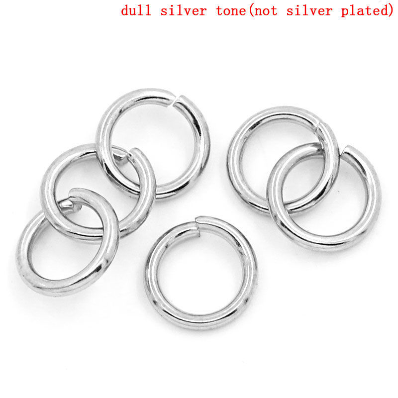 Immagine di 10000 Pz 8mm Dia, 1.2mm(17 misura) 304 Acciaio Inossidabile Aperto Stile Anello di Salto Tono Argento Tondo