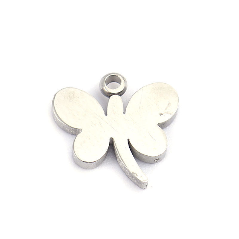 Picture of 304 Stainless Steel Insect Charms Butterfly Animal Gold Plated 9mm x 9mm, 5 PCs