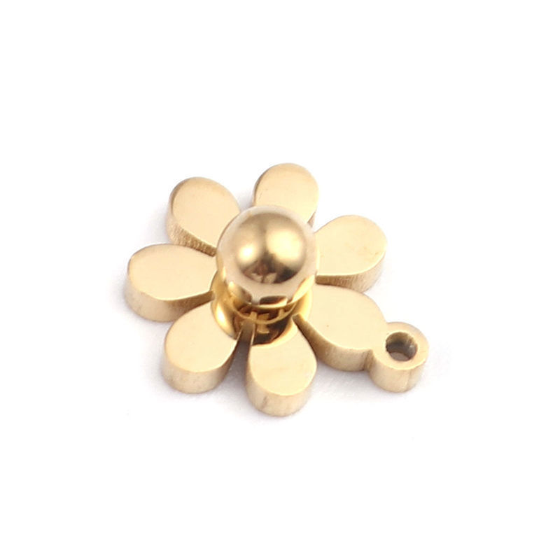 Picture of 304 Stainless Steel Charms Gold Plated Flower 11mm x 10mm, 5 PCs