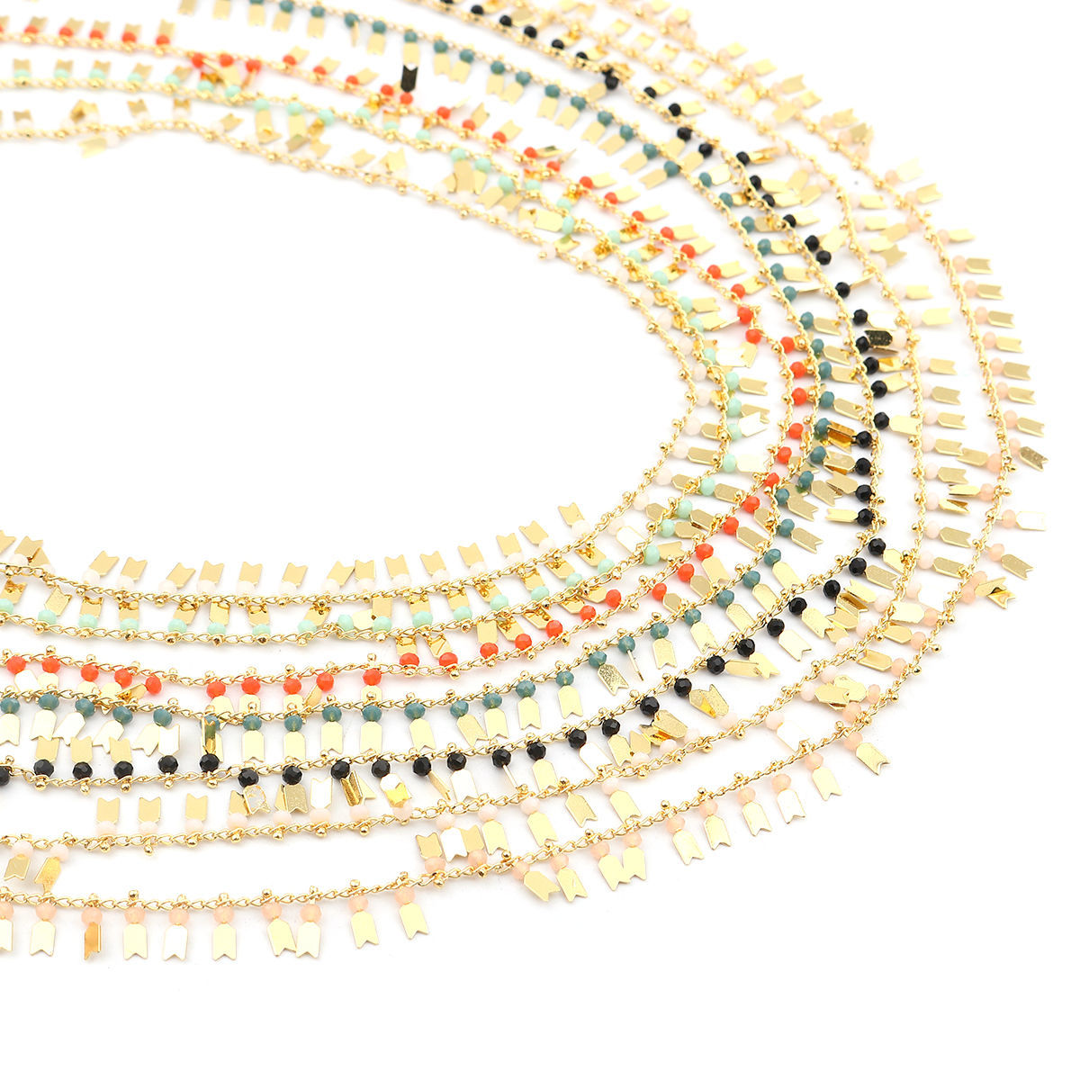 Imagen de 304 Acero Inoxidable & Vidrio Link Curb Chain Punta de Flecha Chapado en Oro Naranja-rojo 10x3mm, 1 M