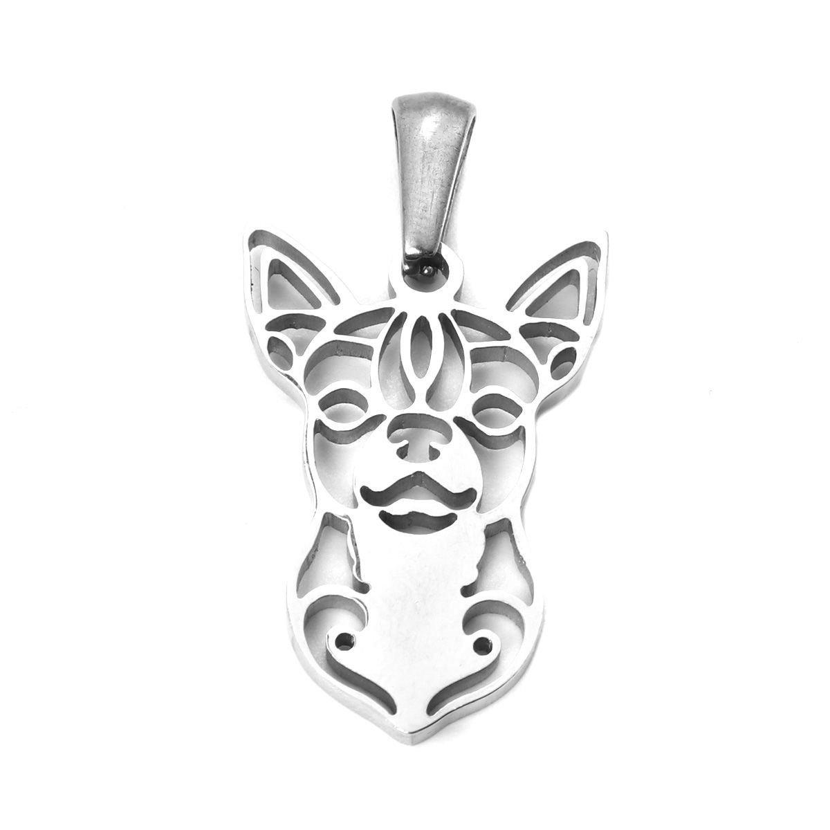 Picture of 304 Stainless Steel Pendants Corrci Dog Silver Tone Hollow 3.1cm x 1.7cm, 1 Piece