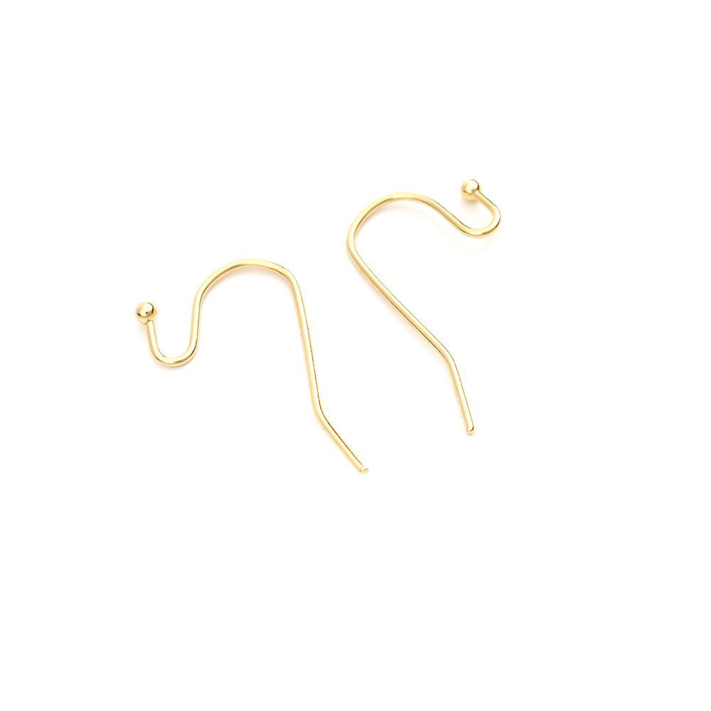 Picture of 304 Stainless Steel Ear Wire Hooks Earring Findings Gold Plated 21mm x 12mm, Post/ Wire Size: (21 gauge), 100 PCs