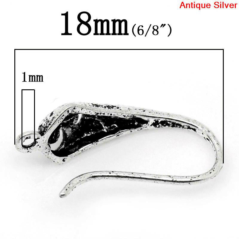Immagine di Ottone Orecchino Ganci per Orecchini Argento Antico Nulla Disegno 18mm x 10mm posta / filo: (0.8mm )， 10 Pz