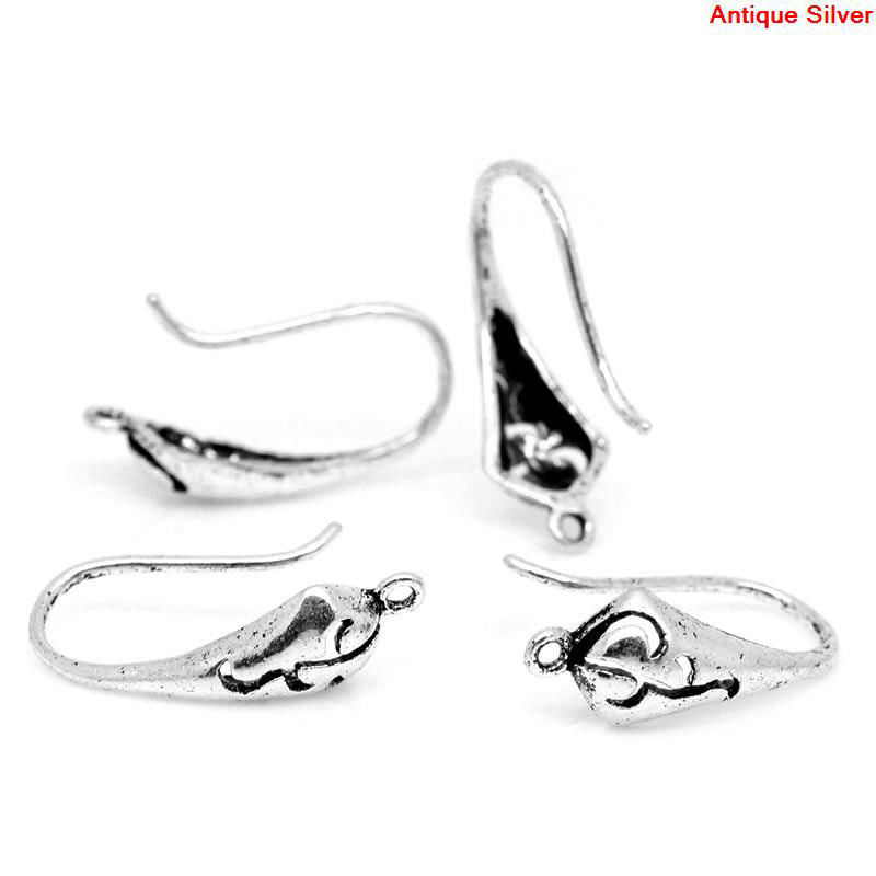 Immagine di Ottone Orecchino Ganci per Orecchini Argento Antico Nulla Disegno 18mm x 10mm posta / filo: (0.8mm )， 10 Pz
