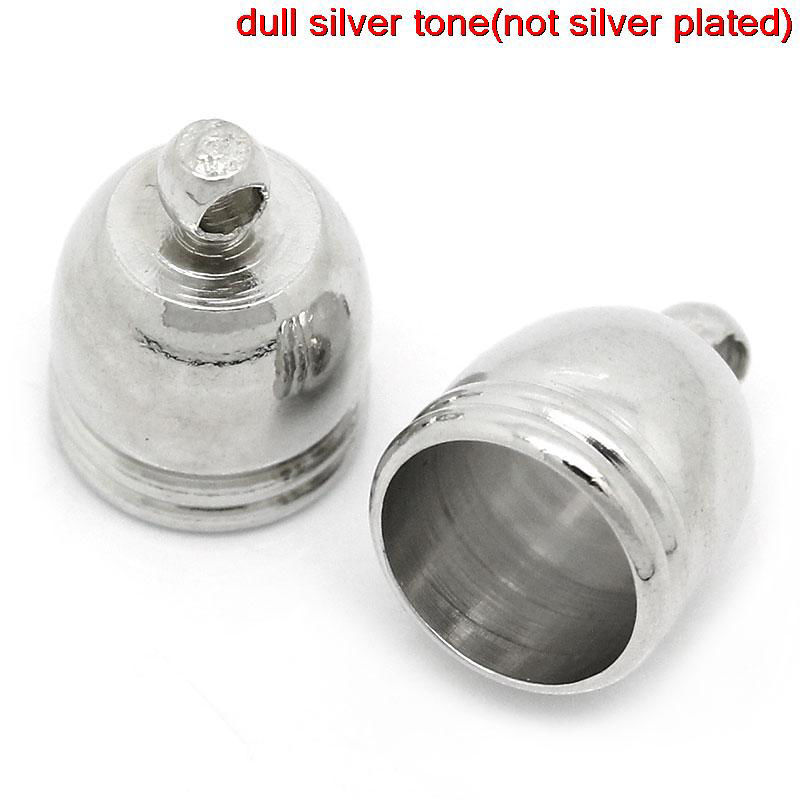 Picture of Brass Necklace Cord End Tip Beads Caps Silver Tone 14mm x 10mm,20PCs