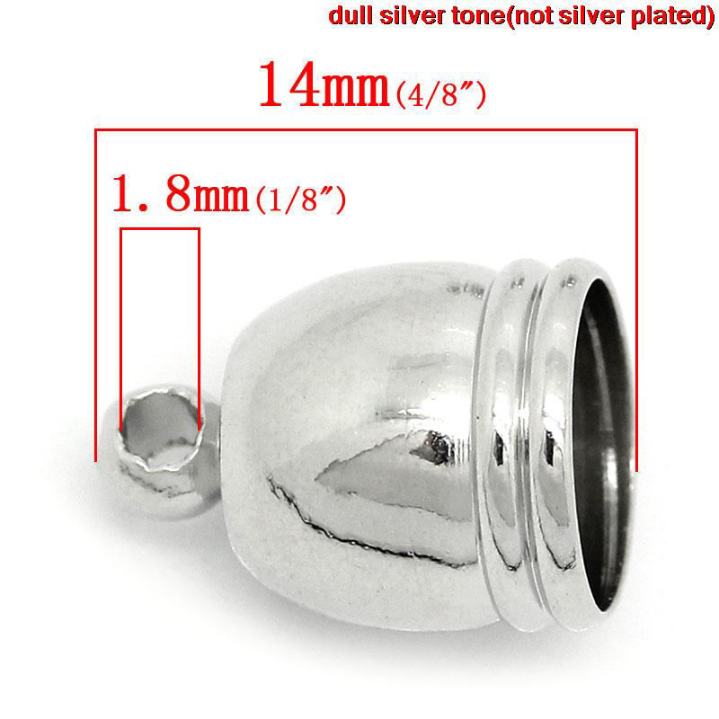 Picture of Brass Necklace Cord End Tip Beads Caps Silver Tone 14mm x 10mm,20PCs