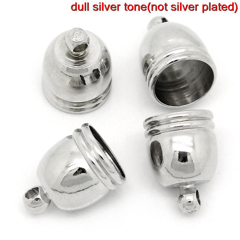 Picture of Brass Necklace Cord End Tip Beads Caps Silver Tone 14mm x 10mm,20PCs