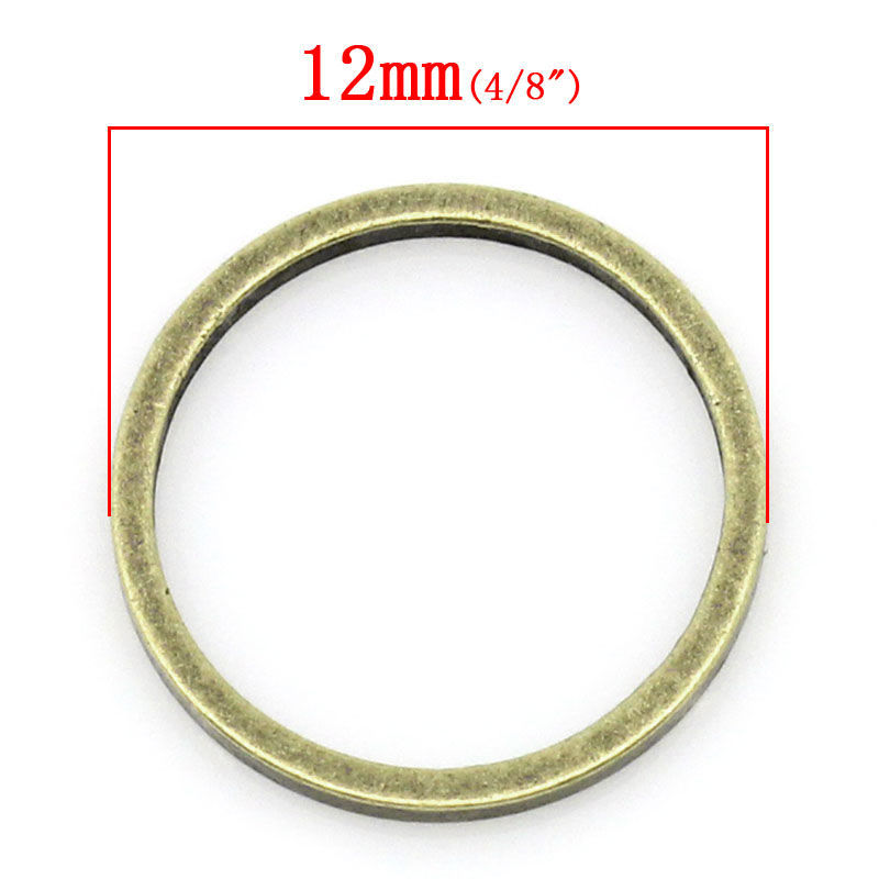 Imagen de 100 Unidades Latón Conectores Dijes Colgantes Tono Bronce Anillo 12mm Dia