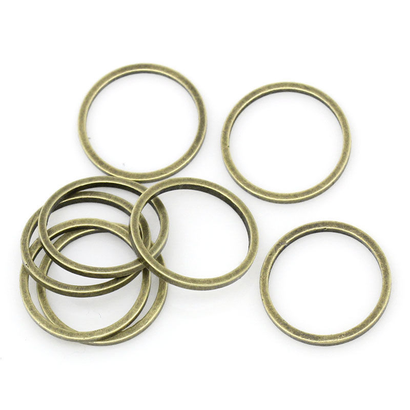 Imagen de 100 Unidades Latón Conectores Dijes Colgantes Tono Bronce Anillo 12mm Dia