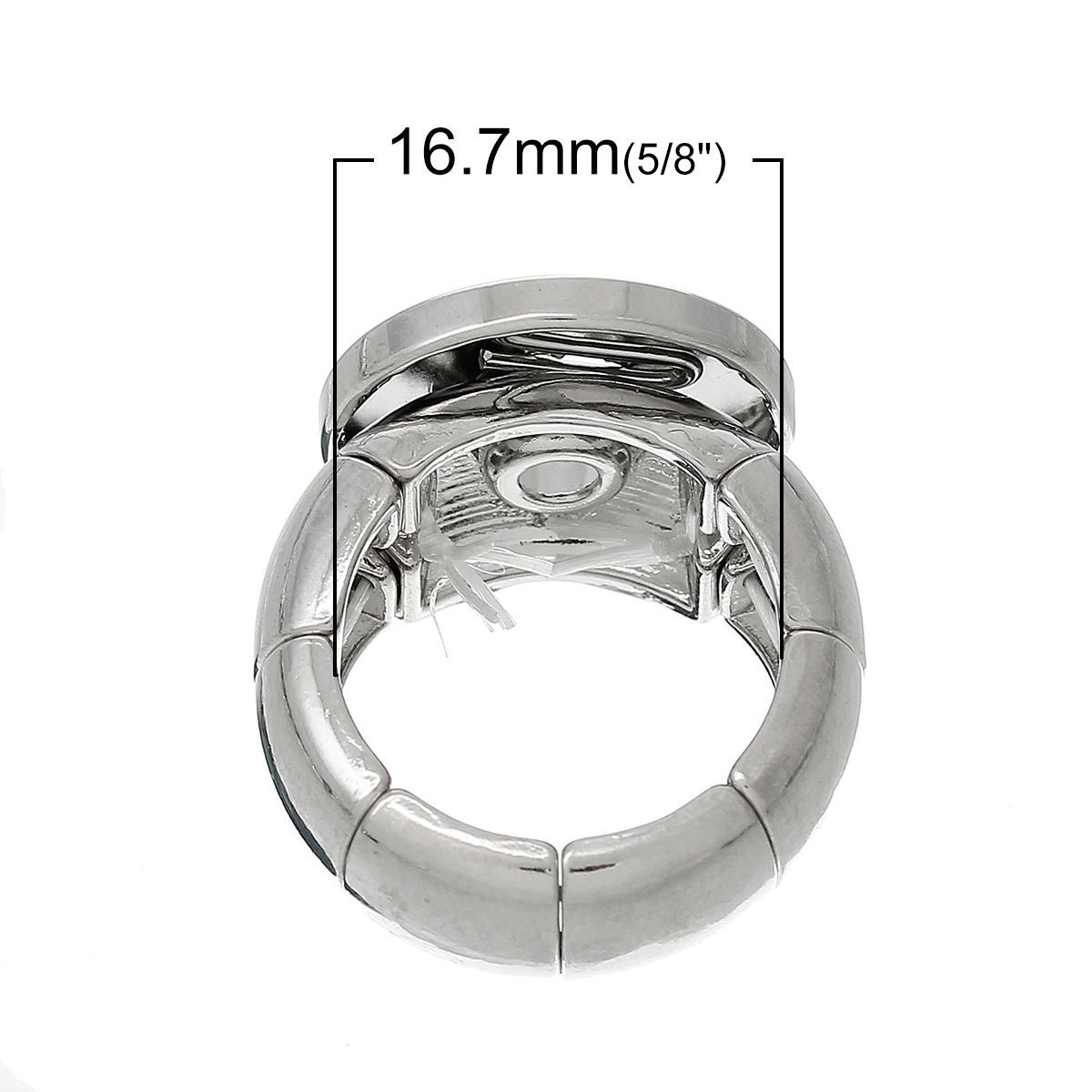 Immagine di Regolabile Chunk a Scatto Gioielli Anello  Adatto a Chunk a Scatto Bottoni Tondo Tono Argento 16.7mm Snap Charm Dimensione di Foro: 6.0mm, 2 Pz